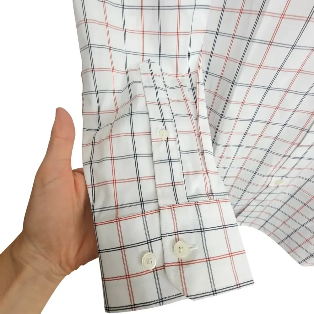 Banana Republic Mens Wrinkle Resistant Check Dress Shirt L Athletic Fit Classic